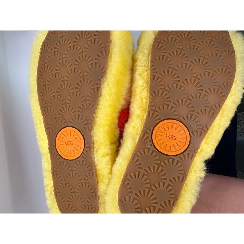 UGG WOMEN FLUFF YEAH SLIDE PRIDE RAINBOW YELLOW SANDAL Size 8.0 US - Picture 5 of 12